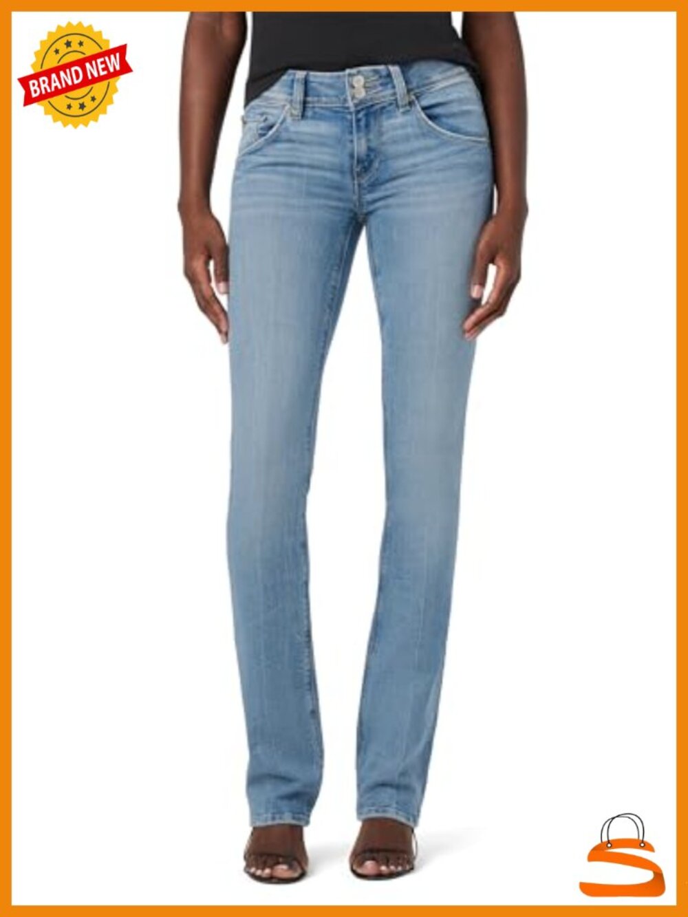 Mid Rise Bootcut Jeans with Back Flap Pockets - Stretch Cotton